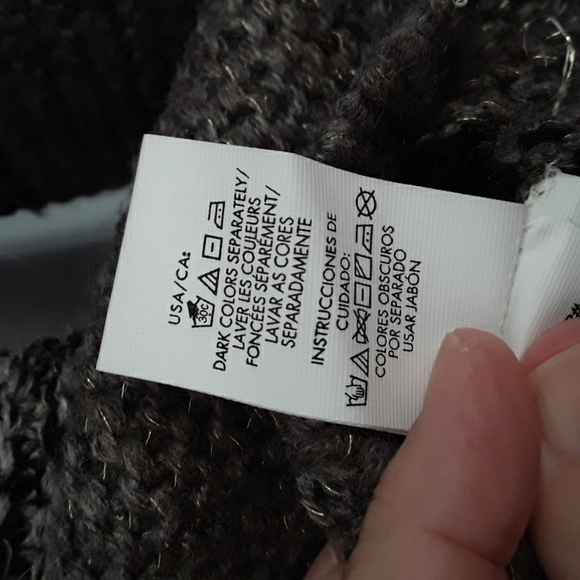 Calvin Klein Jeans Wool Blend w/Lurex metallic thread Sz M black/Taupe multi - Picture 9 of 11